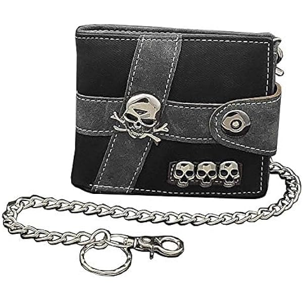 Amazon.com: HeiBai Xiong Punk Biker Wallet With Chain Goth